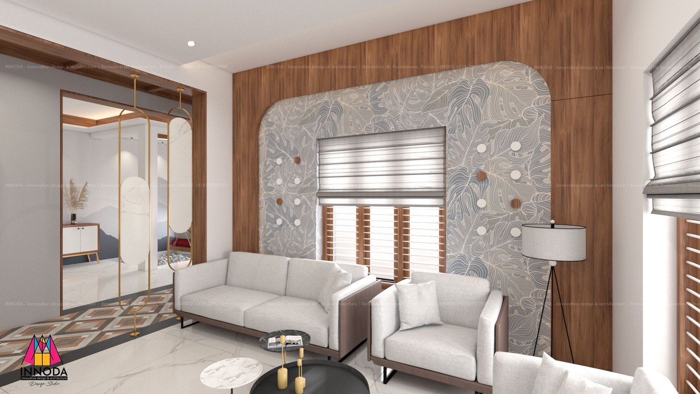 Arched timber alcove lounge with contemporary low seating